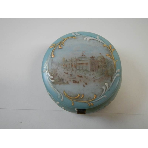 151 - A hand painted trinket pot/pin dish, in fair condition.