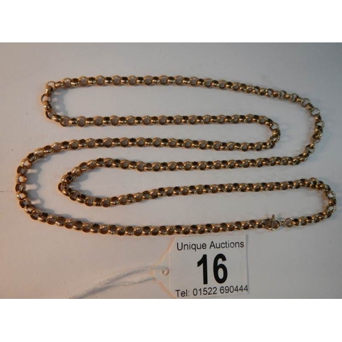 16 - A 31'' long 9ct gold chain, approximately 29 grams,