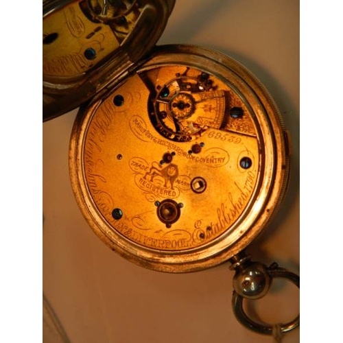 21 - A large silver second chronograph pocket watch, in working order and complete.