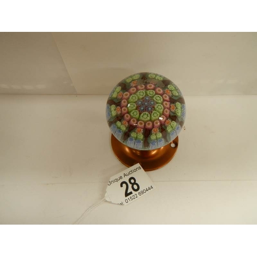 28 - 5 millifiore paperweights including one incorporated in to a door handle.