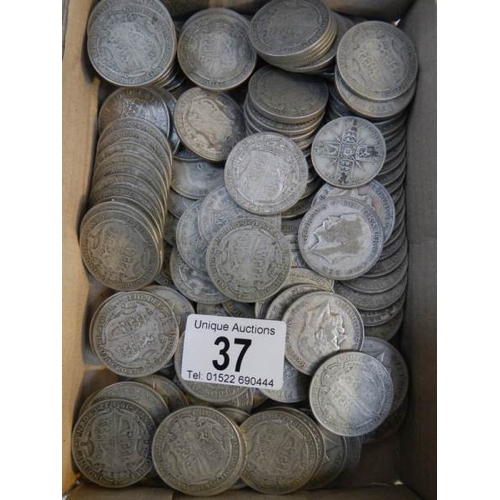 37 - Approximately 1830 grams of British pre 1947 silver half crowns.