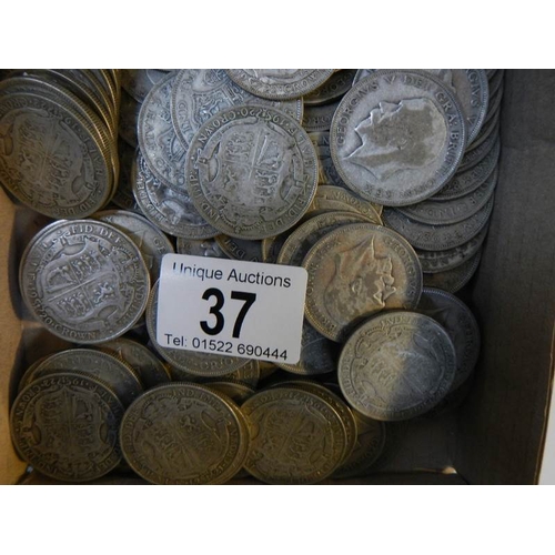 37 - Approximately 1830 grams of British pre 1947 silver half crowns.