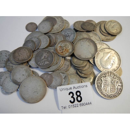 38 - Approximately 340 grams of pre 1920 British silver coins.