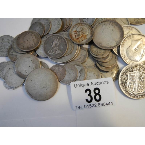 38 - Approximately 340 grams of pre 1920 British silver coins.