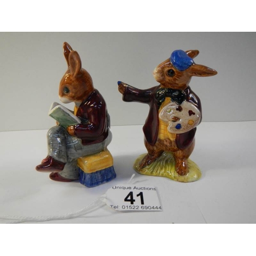 41 - 2 Royal Doulton Bunnikins figures being Grandpa's Stories 1975 and The Artist 1975.