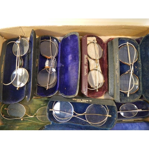 42 - 8 pairs of vintage spectacles in cases, possibly some gold but none marked.