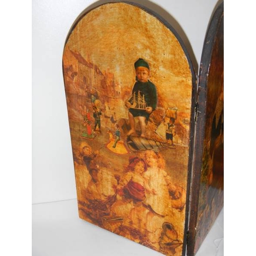 49 - A miniature 3 fold decoupage screen.