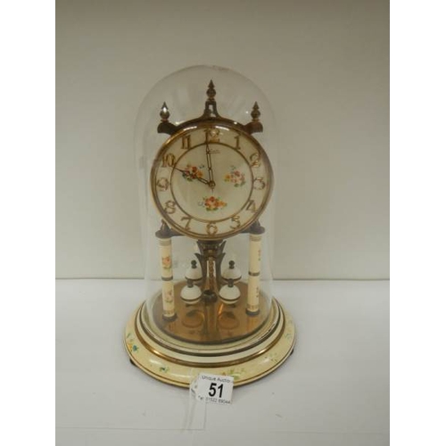 51 - A 1950's anniversary clock in good working order.