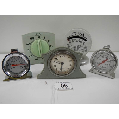 56 - 5 193's kitchen timers including Clock Rite Heat etc.,