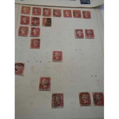 71 - A collection of penny red stamps together with 2 penny blue stamps.