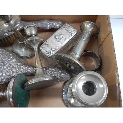 93 - A mixed lot of silver items including candlestick brushes etc, 9 items in total.