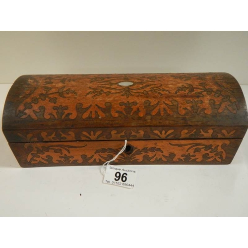 96 - A Victorian inlaid glove box.