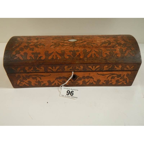 96 - A Victorian inlaid glove box.