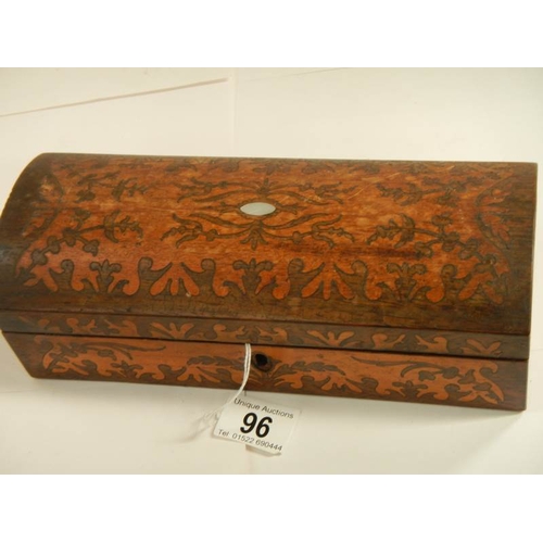 96 - A Victorian inlaid glove box.