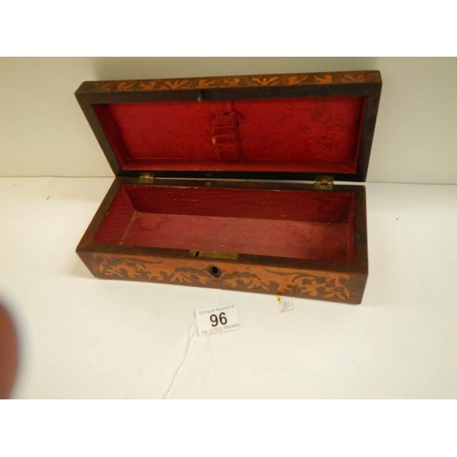 96 - A Victorian inlaid glove box.