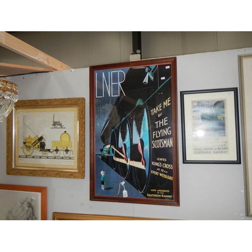 174 - 3 framed and glazed railway related posters.