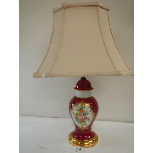 178 - A hand painted table lamp