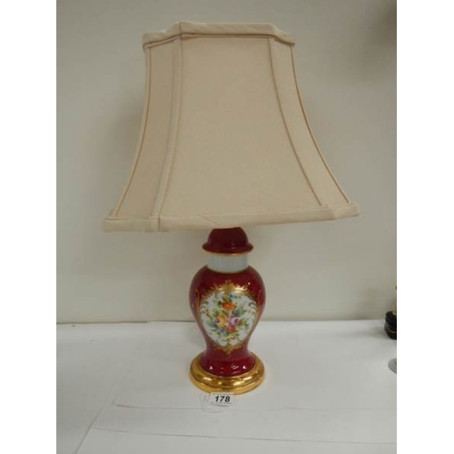 178 - A hand painted table lamp