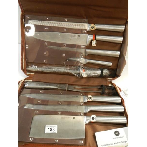 183 - A complete and unused set of Waltman chefs knives.