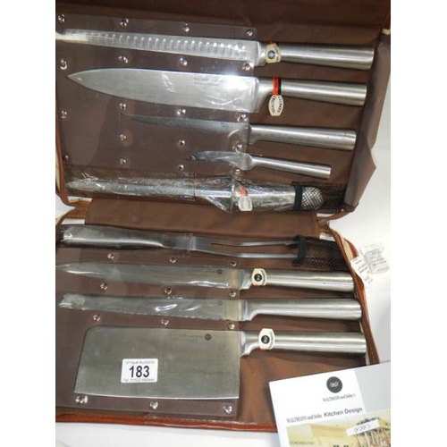 183 - A complete and unused set of Waltman chefs knives.