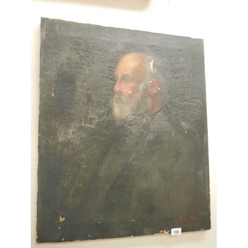 195 - A good oil on canvas of a Victorian gentleman, 30'' x 25'', in need of a good clean.