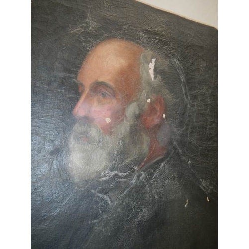 195 - A good oil on canvas of a Victorian gentleman, 30'' x 25'', in need of a good clean.