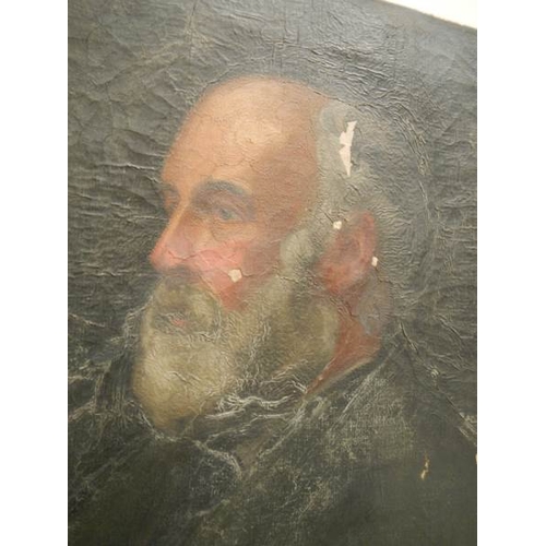 195 - A good oil on canvas of a Victorian gentleman, 30'' x 25'', in need of a good clean.