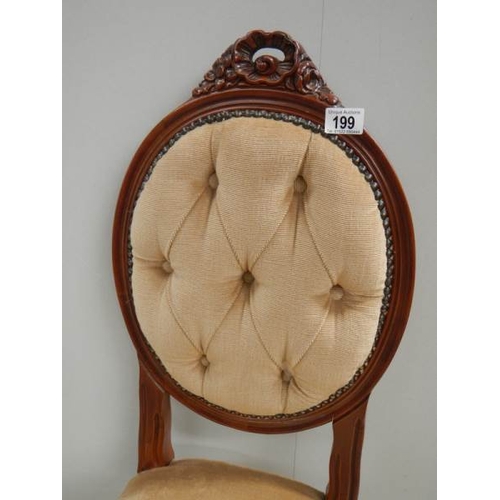 199 - A good Edwardian bedroom chair, seat needs recovering otherwise in good condition,