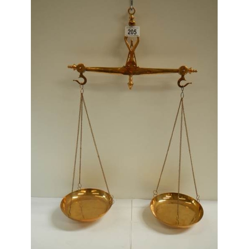 205 - A set of solid brass balance scales