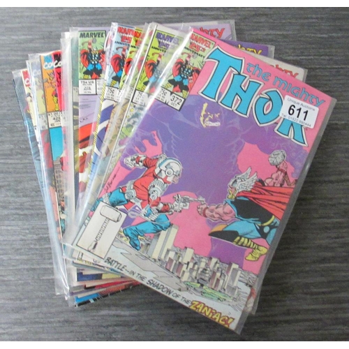 611 - A collection of 33 Thor comics including 377-378,390,408,411 x2, 416, 428, 431, 429, 450, 432 x2, 43... 