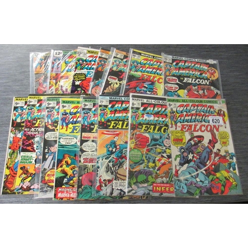 620 - A collection of 15 1970s Captain America comics including 181,182,184,186,187,188,190 etc