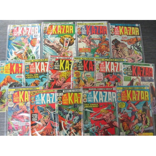 623 - A collection of 15 1970s Bronze Age Ka-Zar Lord of the Jungle comics issues 6-20