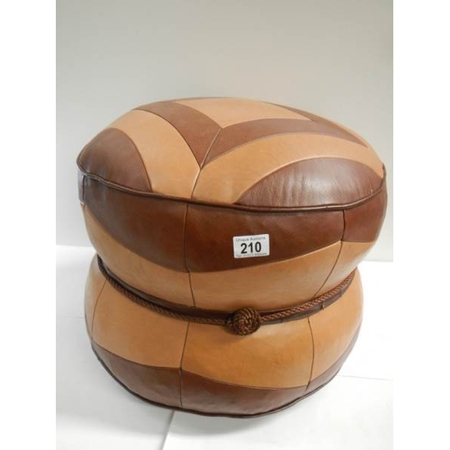 210 - A good vintage leather pouffe