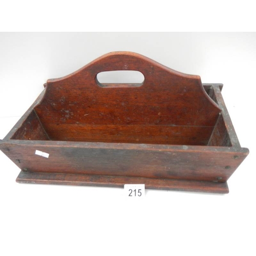 215 - An old mahogany cutlery box