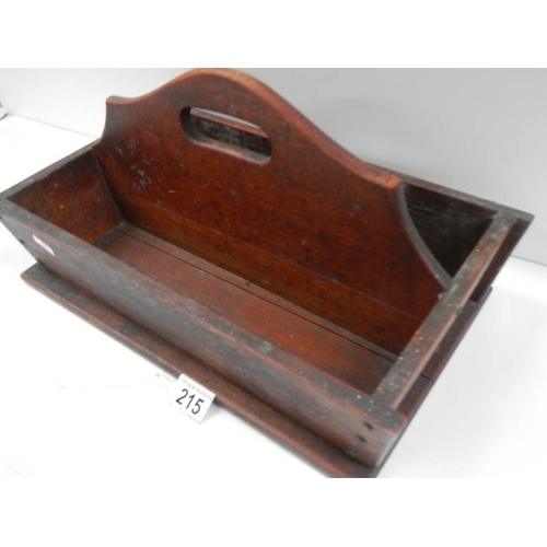 215 - An old mahogany cutlery box