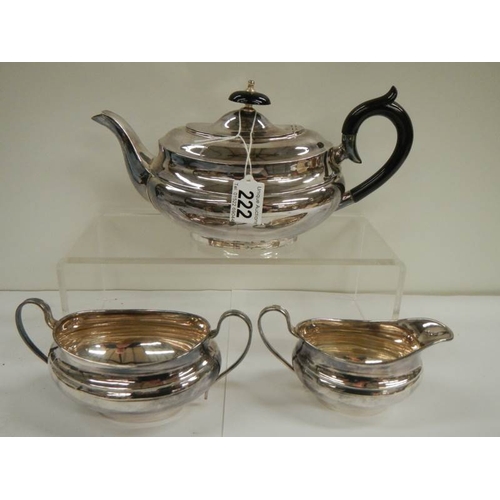 222 - A good 3 piece silver plate tea set.