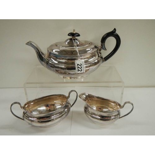 222 - A good 3 piece silver plate tea set.