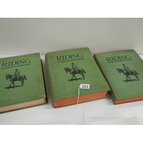 223 - 3 books entitled Riding relating to horses.