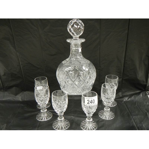 240 - A good decanter and 6 cut glass drinking glasses.