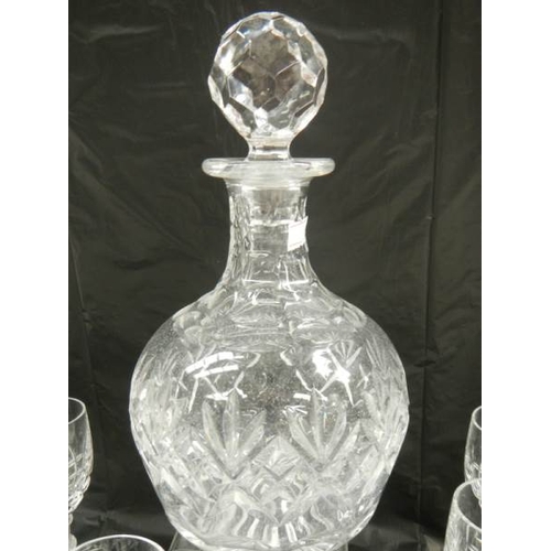 240 - A good decanter and 6 cut glass drinking glasses.