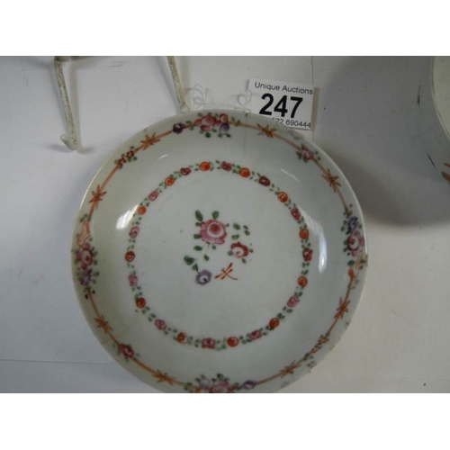 247 - 3 early Chinese items (slight chip in plate, fire crack in bowl, small nibble in dish)