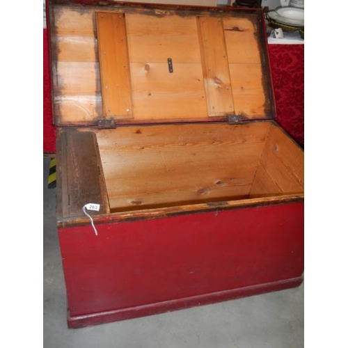 263 - An old painted pine tool box.