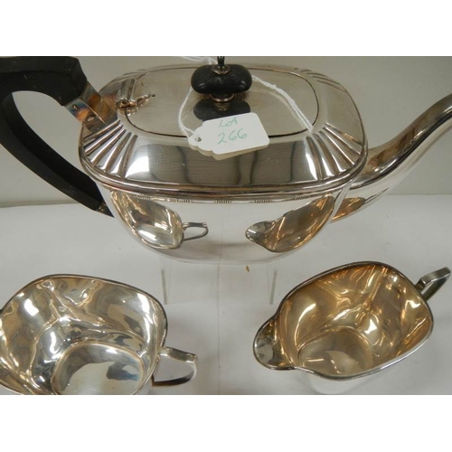 266 - A 3 piece silver plate tea set in good condition.