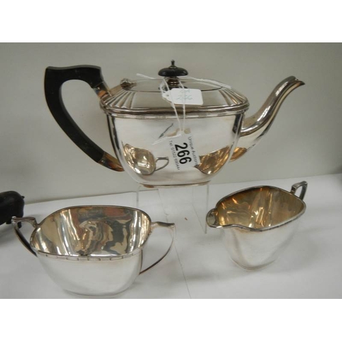 266 - A 3 piece silver plate tea set in good condition.