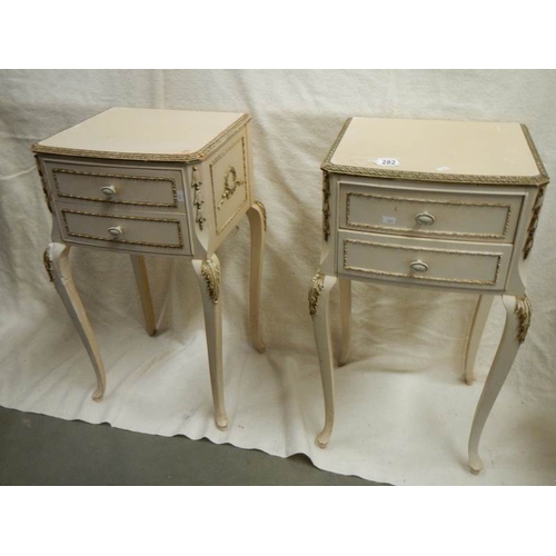 282 - A pair of French style 2 drawer bedsides on cabriole legs.