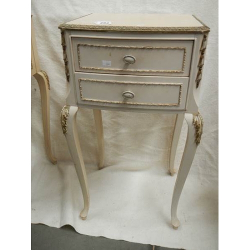 282 - A pair of French style 2 drawer bedsides on cabriole legs.