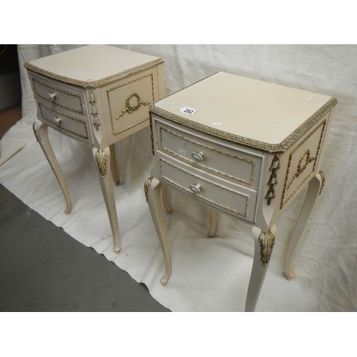 282 - A pair of French style 2 drawer bedsides on cabriole legs.