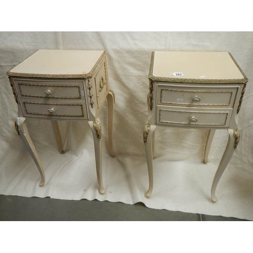 282 - A pair of French style 2 drawer bedsides on cabriole legs.