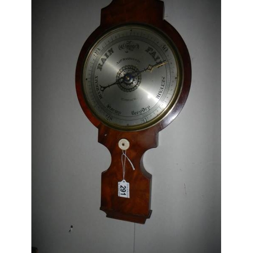 291 - A Victorian barometer b y A P Montegani, Wisbech, in good condition.