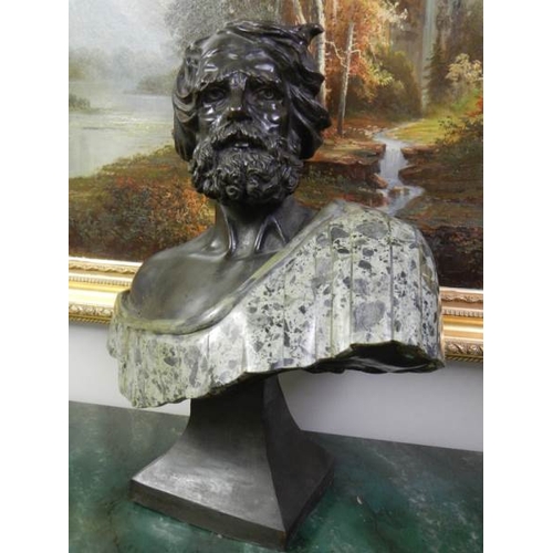 292 - A very heavy signed bronze bust, approximatley 28'' tall, signed Claudio.